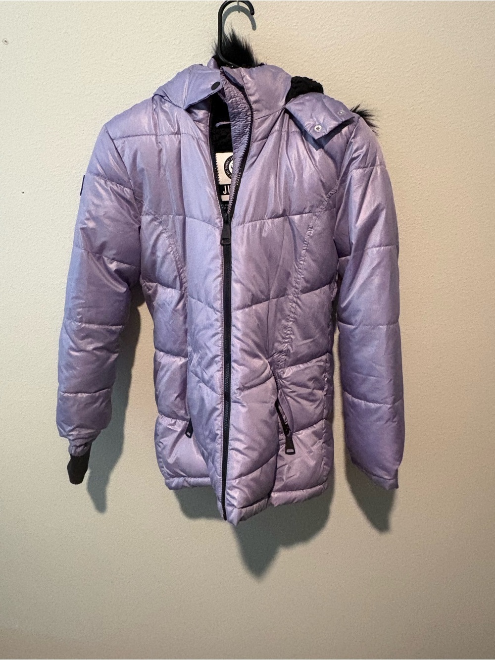 Justice Lavender Quilted Puffer Jacket with Hood
